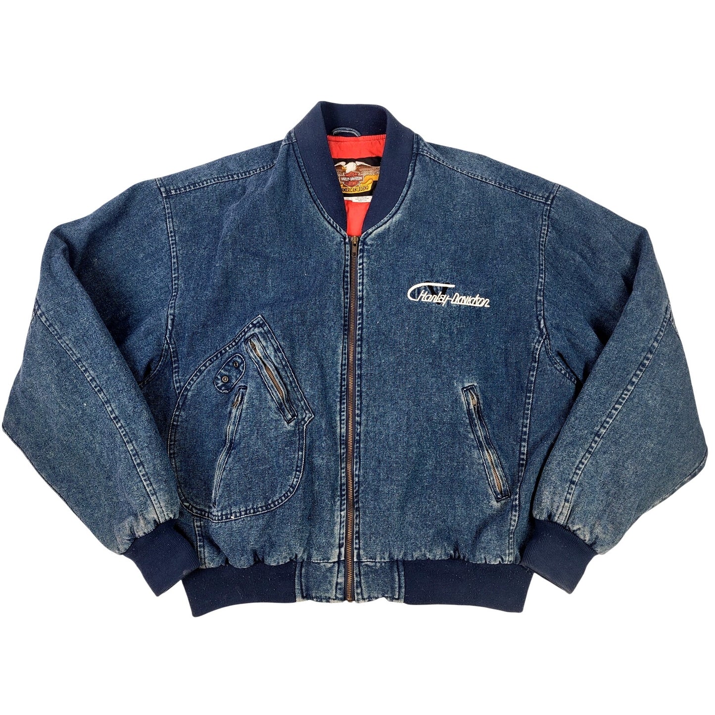 VTG 80s/90s Harley Davidson Harley Davidson Blue Bomber Jacket Men's Sz L/XL