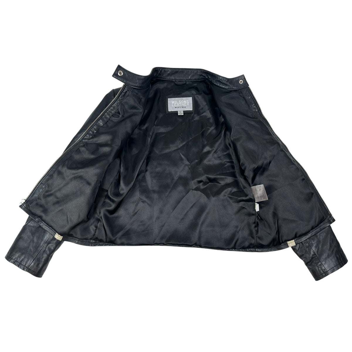 Wilsons Leather Black Maxima Cafe Racer Motorcycle Jacket Women's Sz L