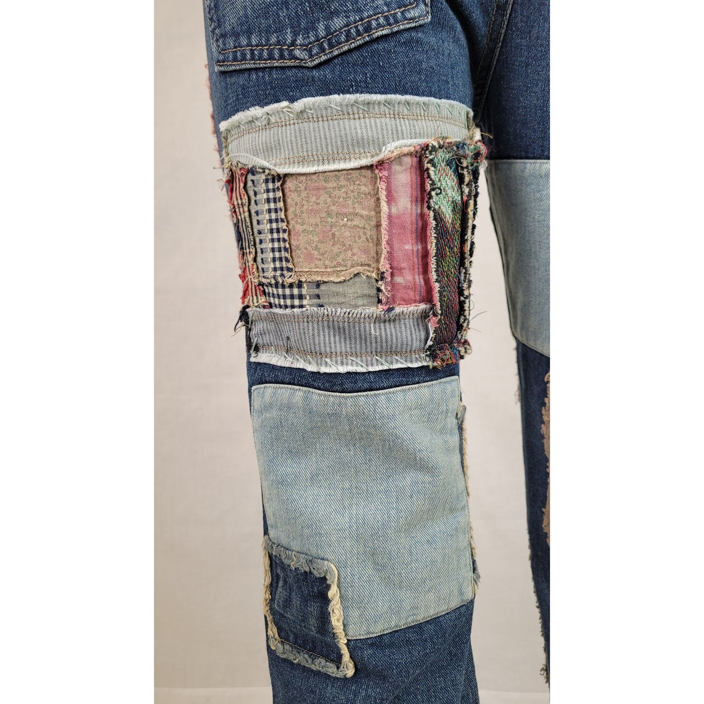 Free People Colorful Patchwork Skinny Mid-rise Jeans Women's Sz 27