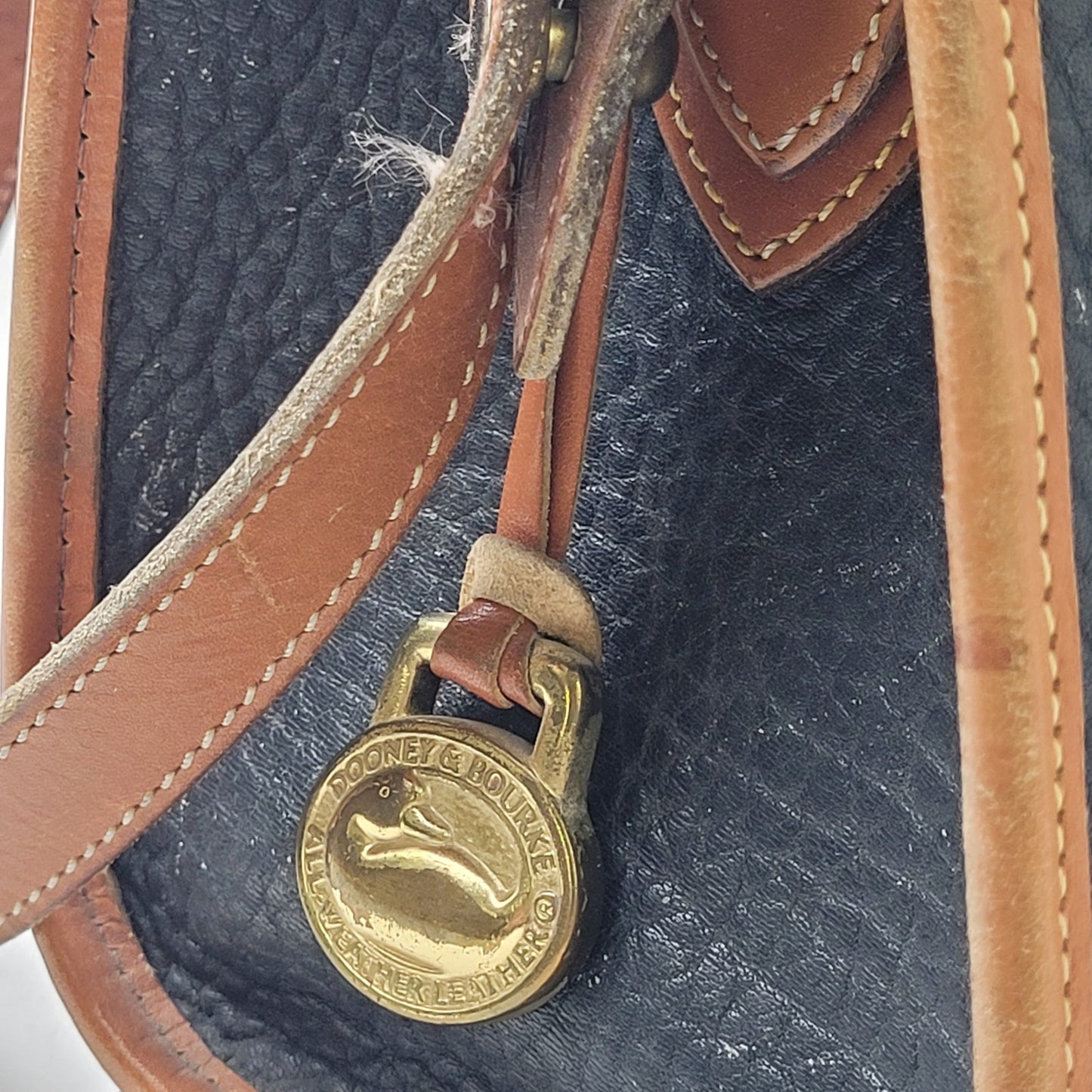 Vintage Dooney & Bourke Essex Bag All-Weather Leather Black & Brown Medium Purse