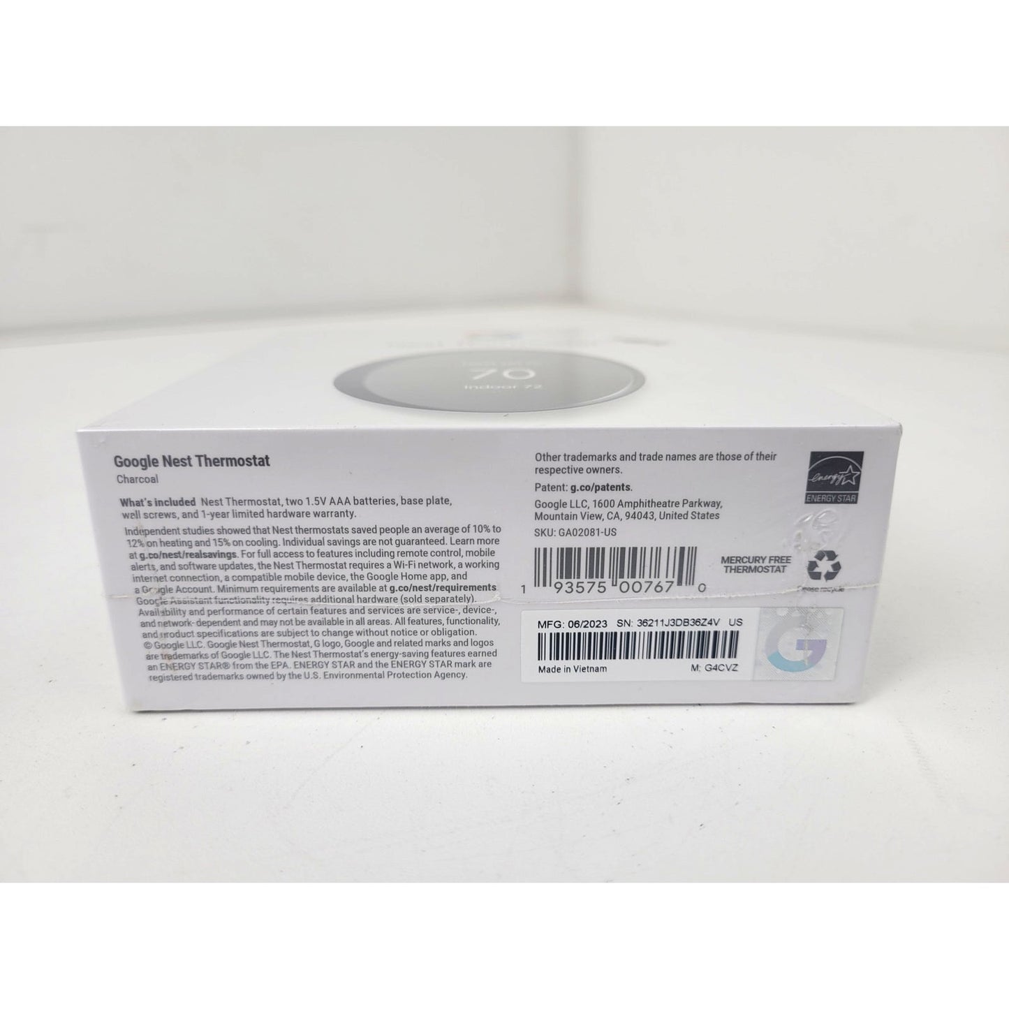 Google Nest Smart Programmable Thermostat Charcoal Color New Sealed Condition