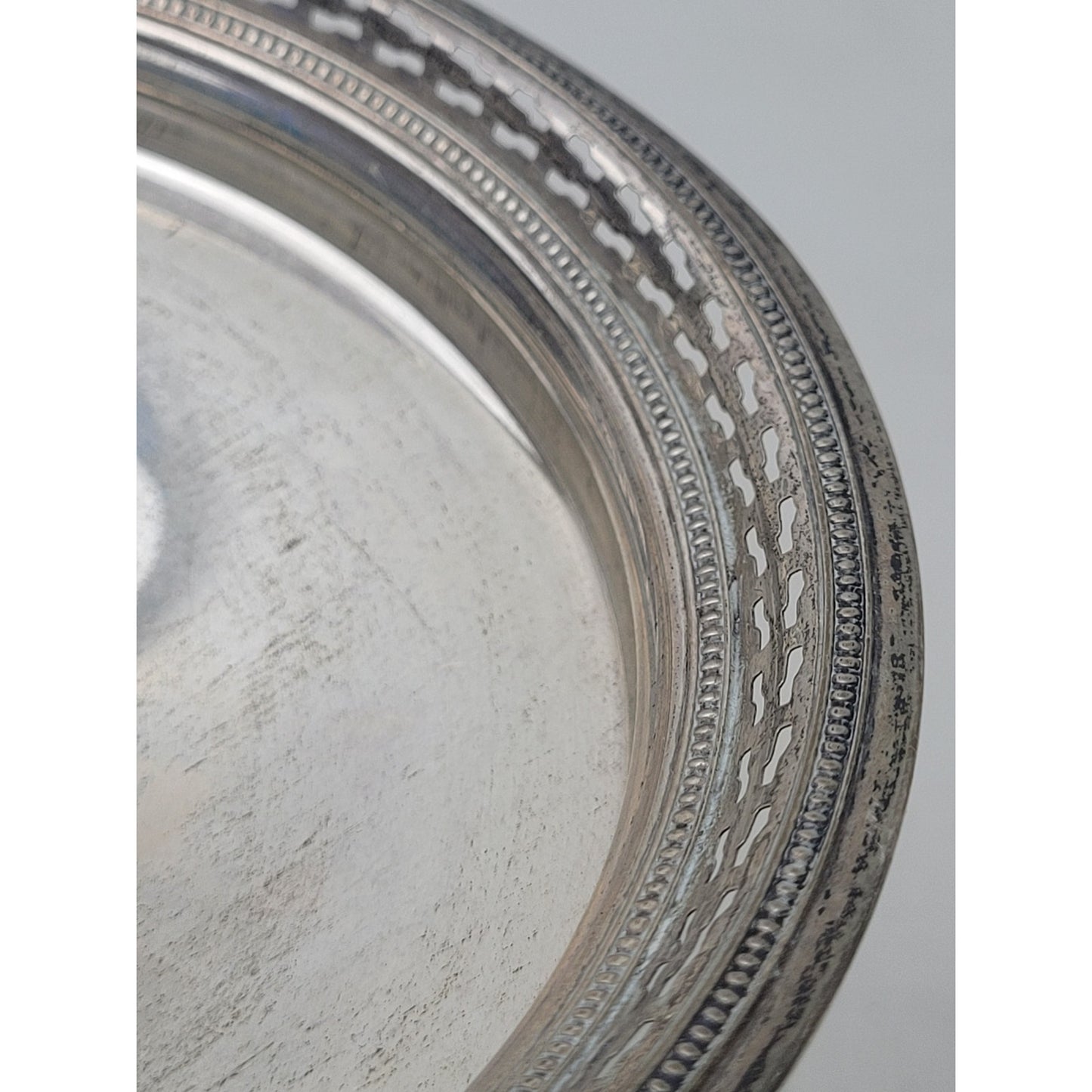 Vintage Sterling Silver Weighted Compote Reticulated Rim 5 1/2" H x 5 1/4" W