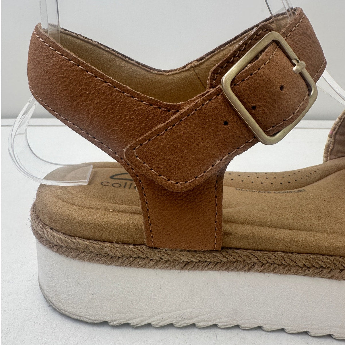 Clarks Lana Shore Light Tan Ankle-Strap Platform Sandals Women's Sz 7