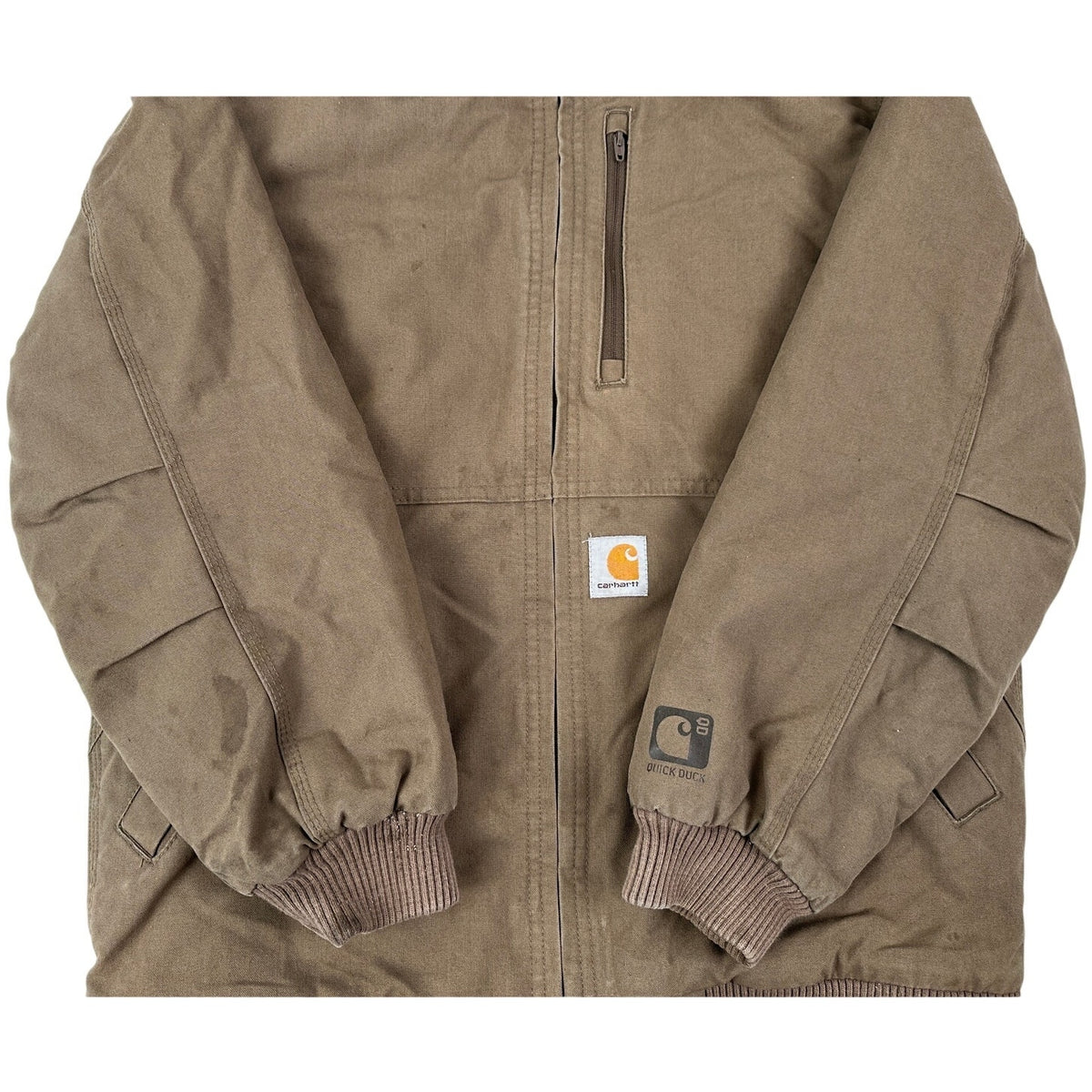 Carhartt Canyon Brown Quick Duck Woodward Insulated Hooded Jacket Boy's Sz L