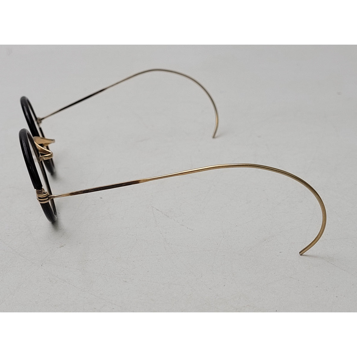 Antique Windsor-Style Eyeglasses Gold-Filled Bridge Brown Celluloid Rims + Case
