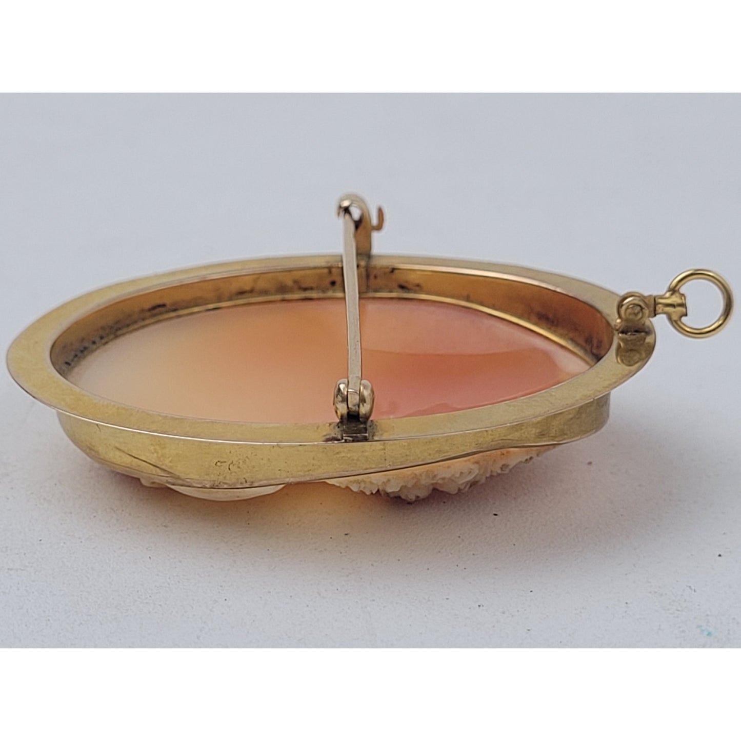 Antique Cameo Brooch Pendant 10K Yellow Gold Gorgeous Goddess Carved Shell Large