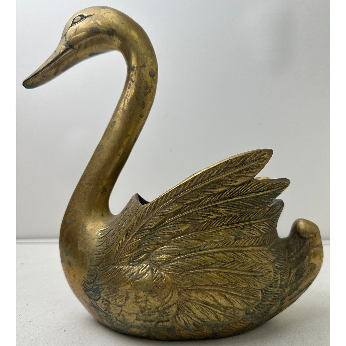 Vintage Mid-Century Brass Swan Planter