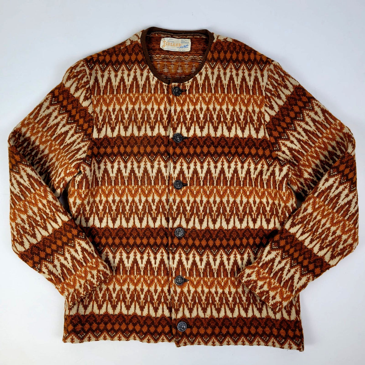 VTG 1970s Iceland Jersey Modeller 100% Wool Cardigan Made in Sweden Men's L