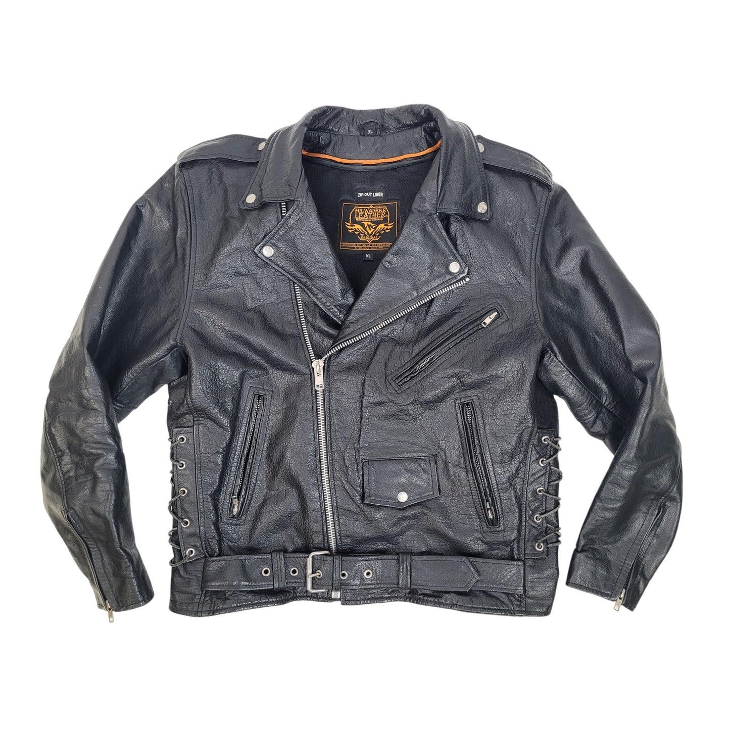 Milwaukee Leather Black Motorcycle Jacket Thick Heavy Moto Rock Men's Sz XL