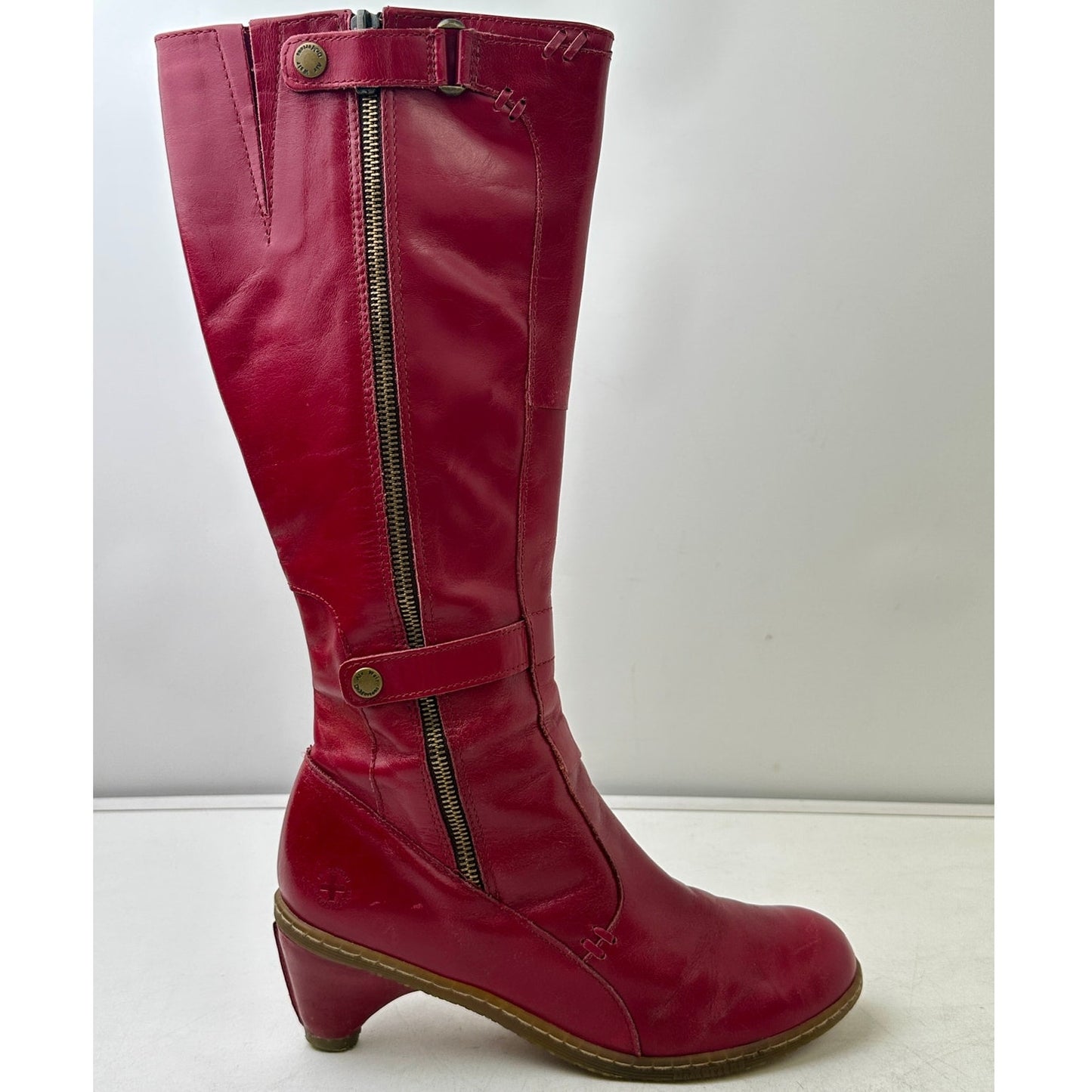 Vintage Dr. Martens Jenna Hi Red Leather Knee-High Boots Women's Sz 9