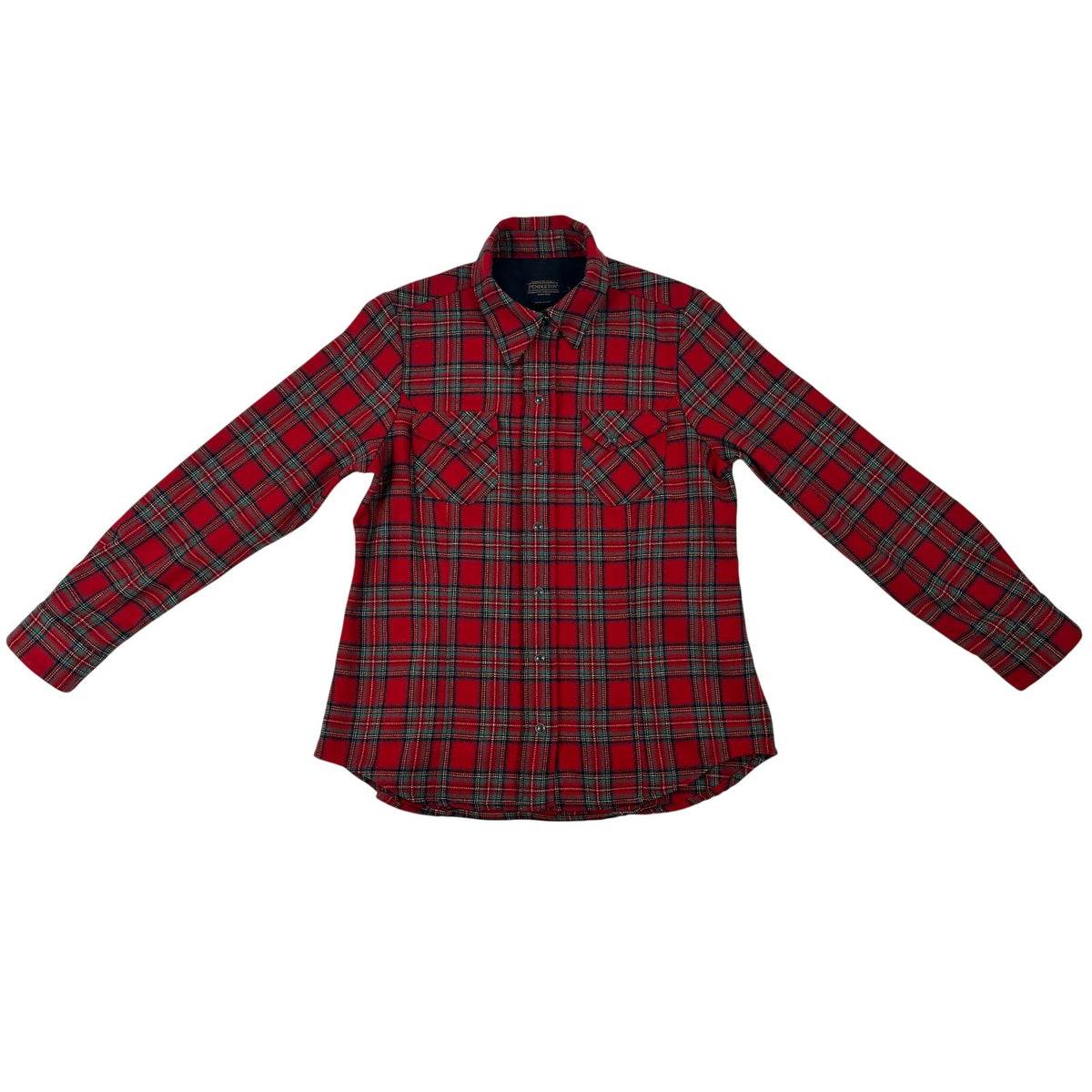 Pendleton Red Tartan Plaid 100% Virgin Wool Button Down Shirt Women's Sz L
