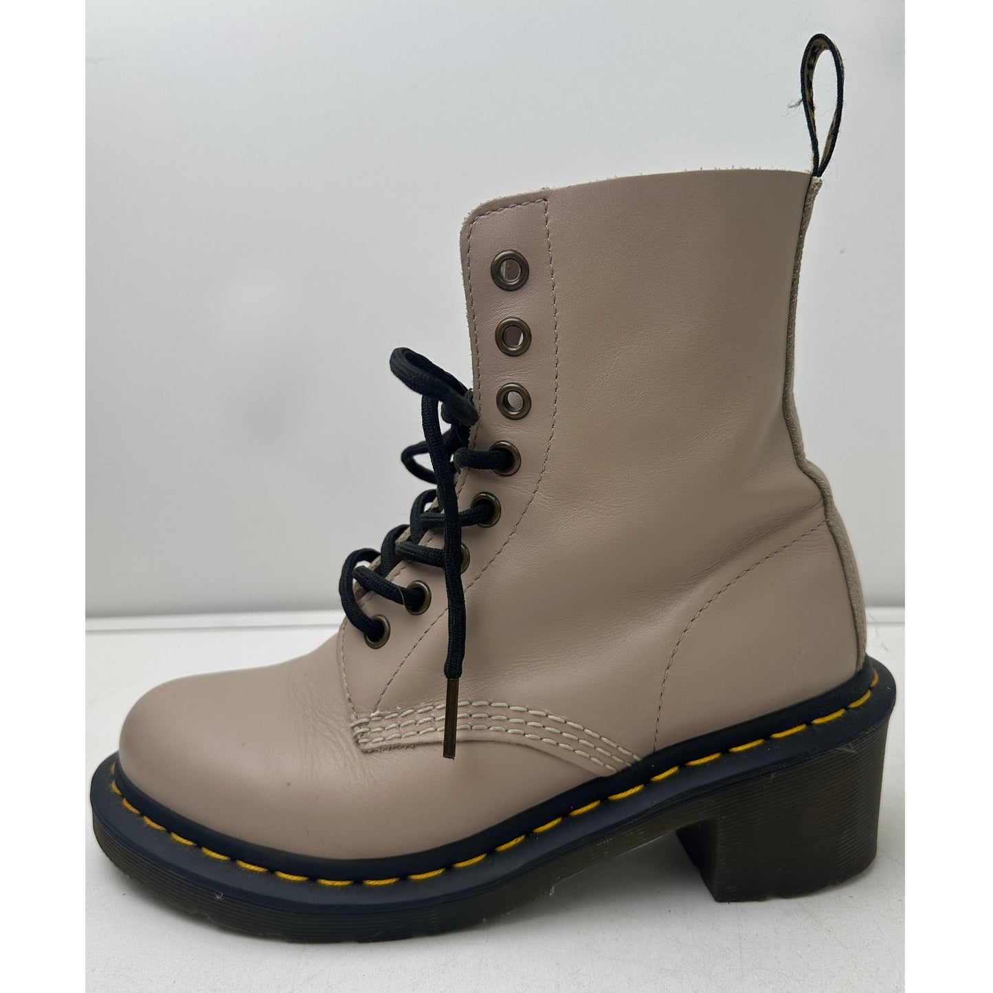 Dr. Martens Clemency Natural Wanama Heeled Lace Up Boots Women's Sz 6