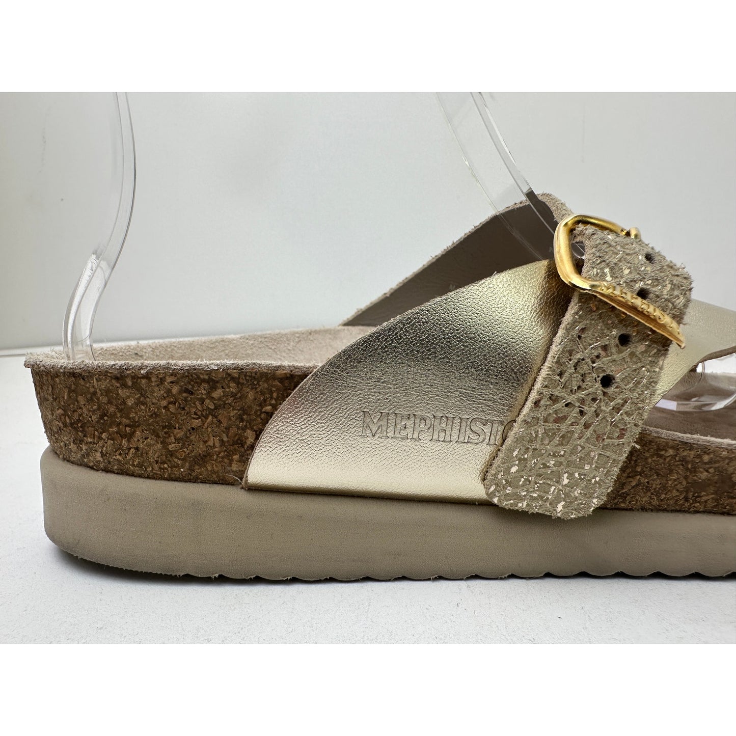 Mephisto Helen Mix Gold Flash Leather Thong Sandals Women's Sz 37