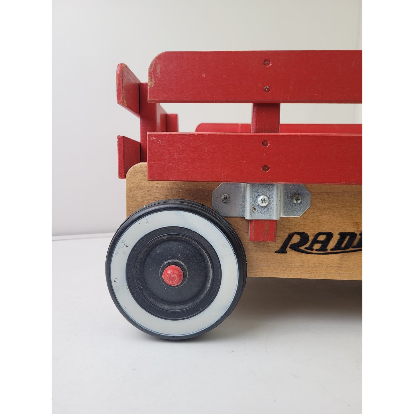 Vintage Radio Flyer Wagon Wooden Sides & Rails Metal Handle