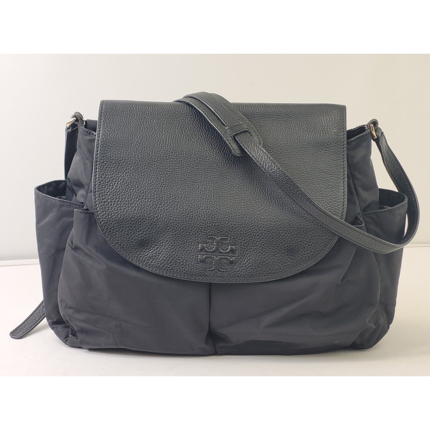 Tory Burch Thea Baby Diaper Bag Nylon & Pebbled Leather EUC