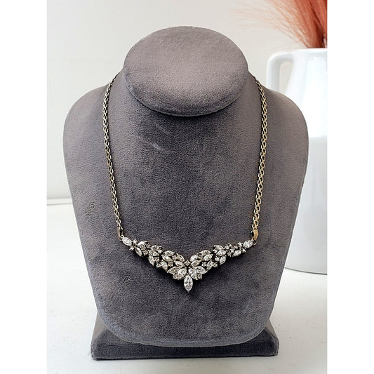 Gold Plated 925 Sterling Silver Sparkling Rhinestone Necklace Made in Italy