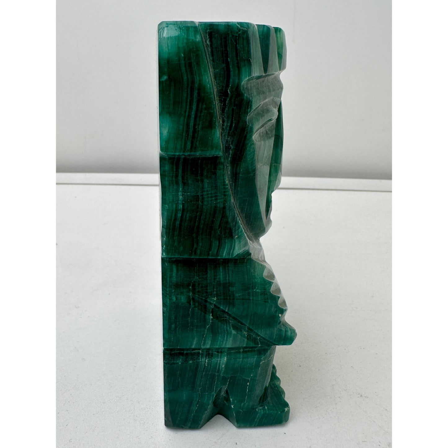 Vintage Hand-Carved Green Onyx Aztec/Mayan Tribal Figurine