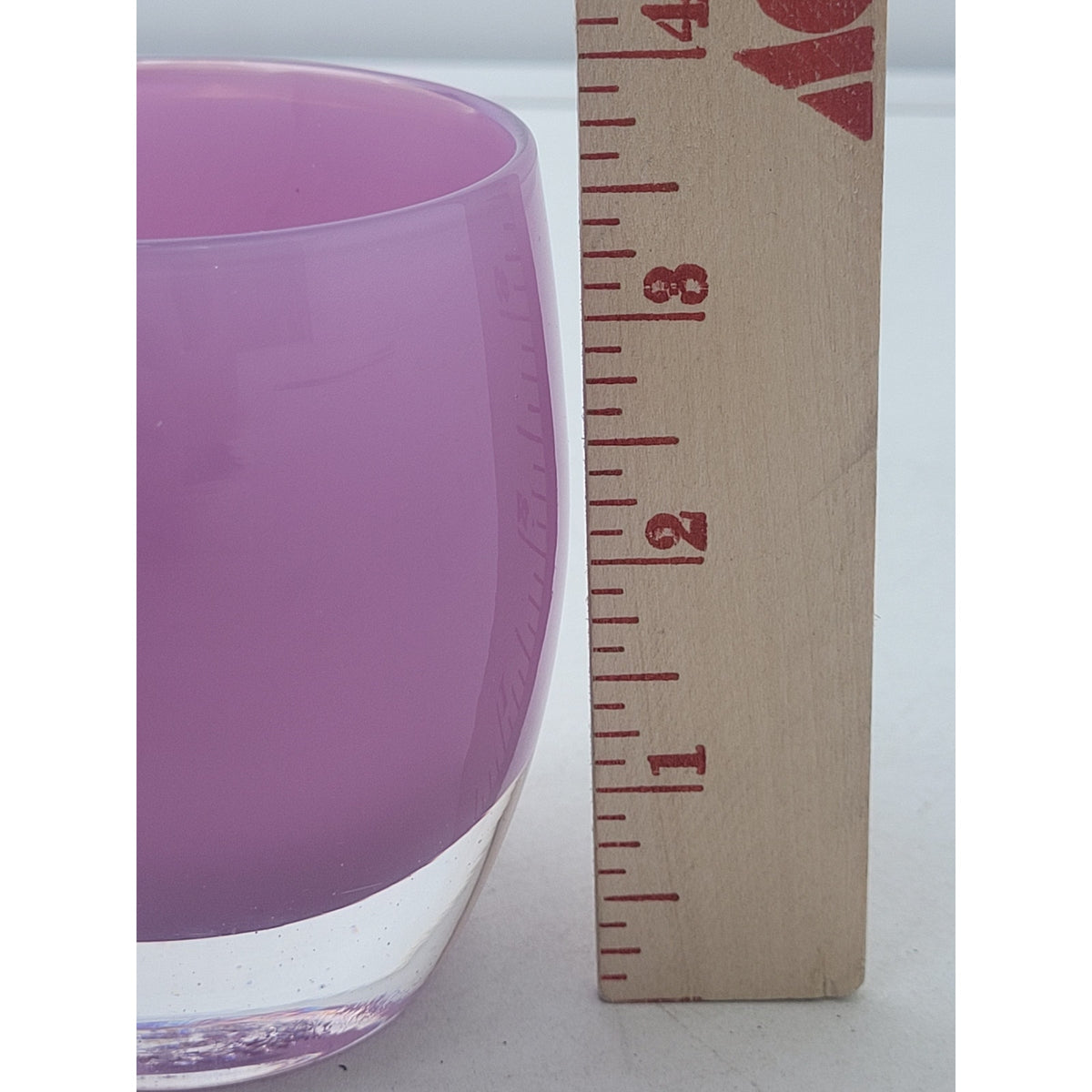 glassybaby "Mom" Lavender Purple Glass Votive Candle Holder w Tag