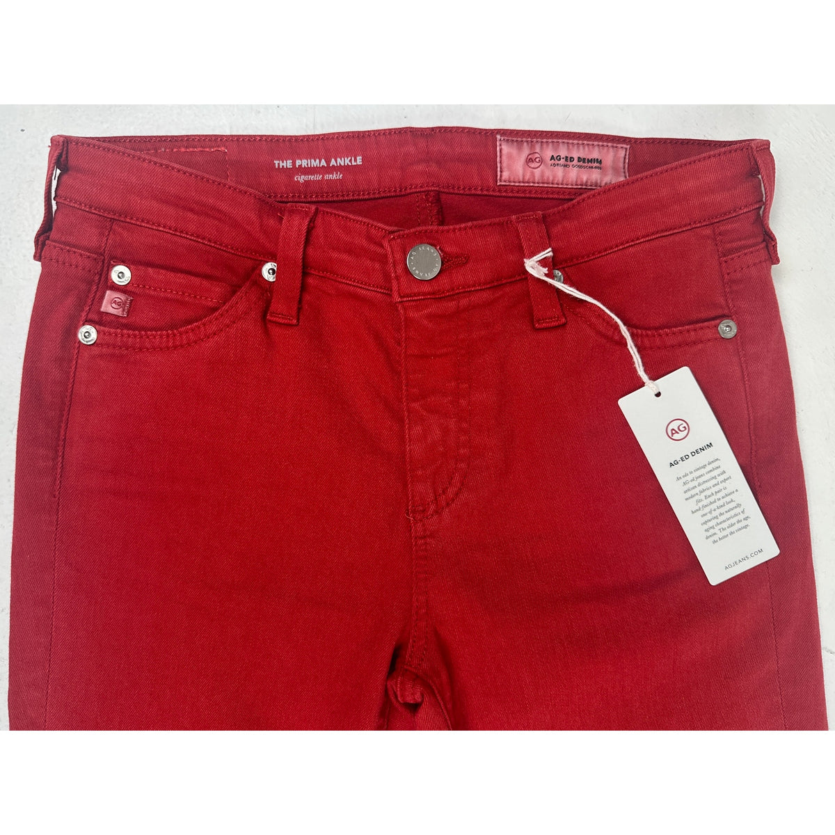 AG Adriano Goldschmied The Prima Ankle Red Cigarette Jean Women's Sz 25 | NWT