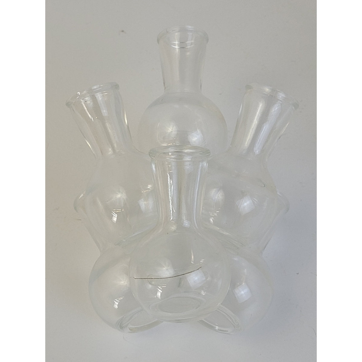 Vintage MCM Bud Vase Cluster 2-Piece Clear Glass 25 Mini Vases