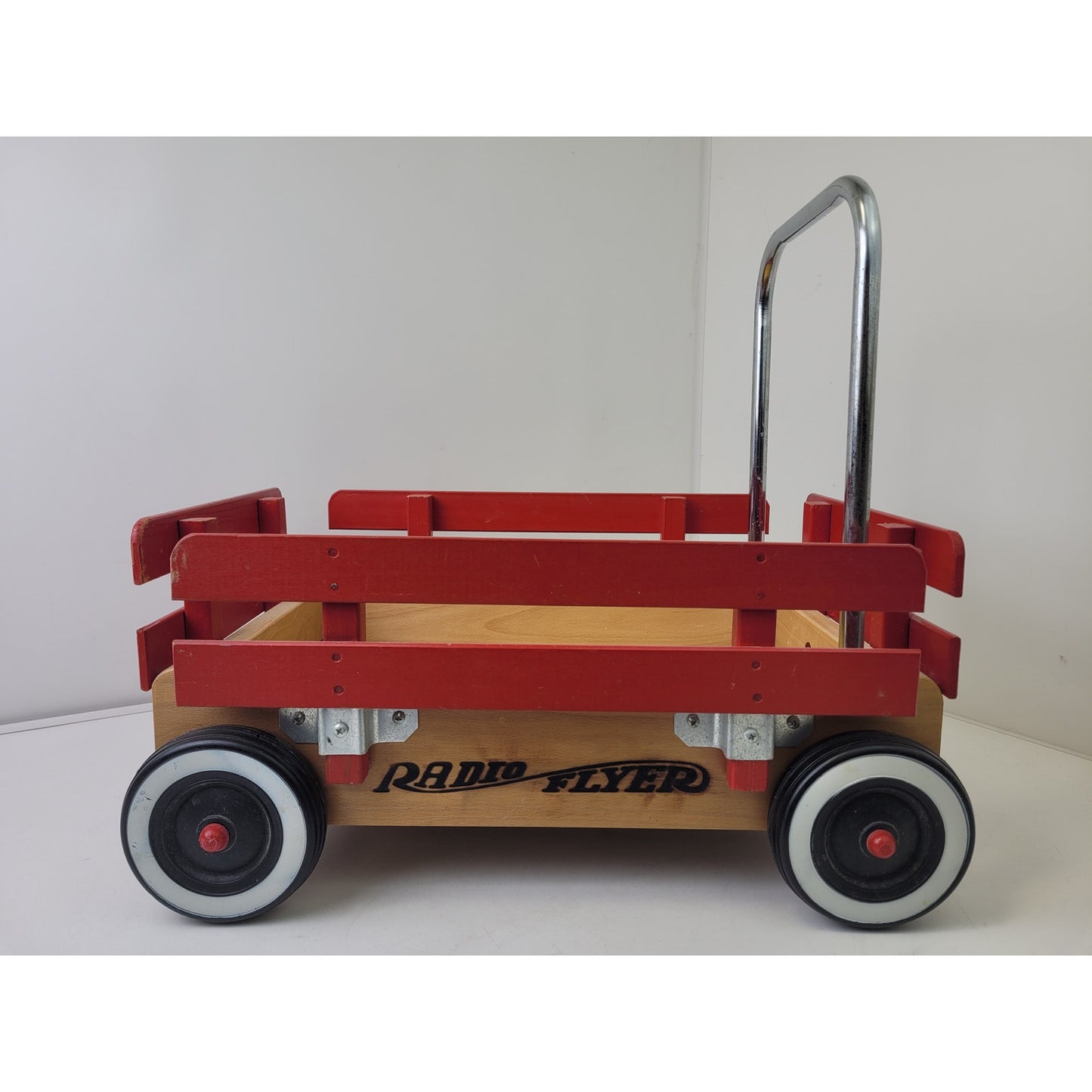 Vintage Radio Flyer Wagon Wooden Sides & Rails Metal Handle