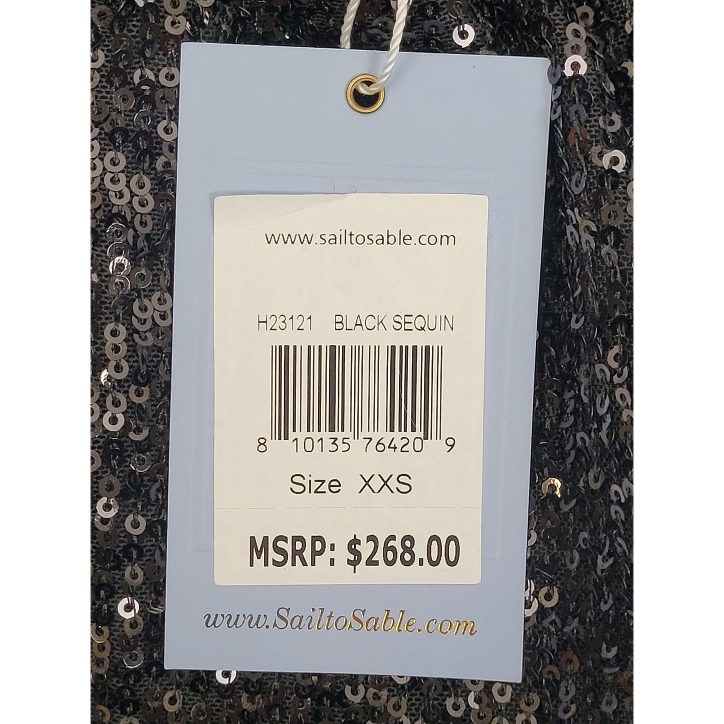 Sail to Sable Black Sequin Tiered Tunic Mini Dress Sz XXS NWT Retail $268