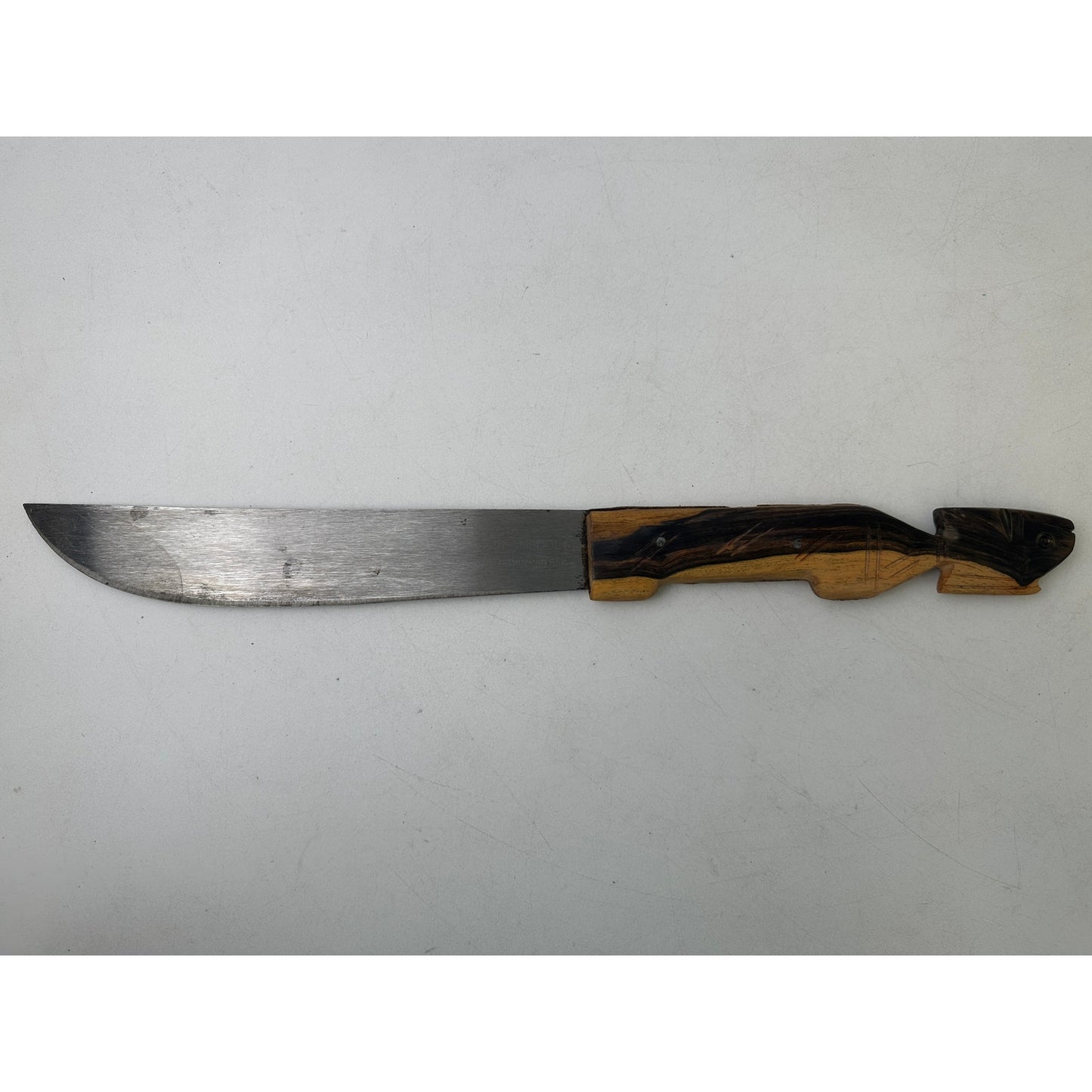 Vintage Dominican Promedoca Machete | Hand Carved Animal Handle & Tooled Leather Sheath