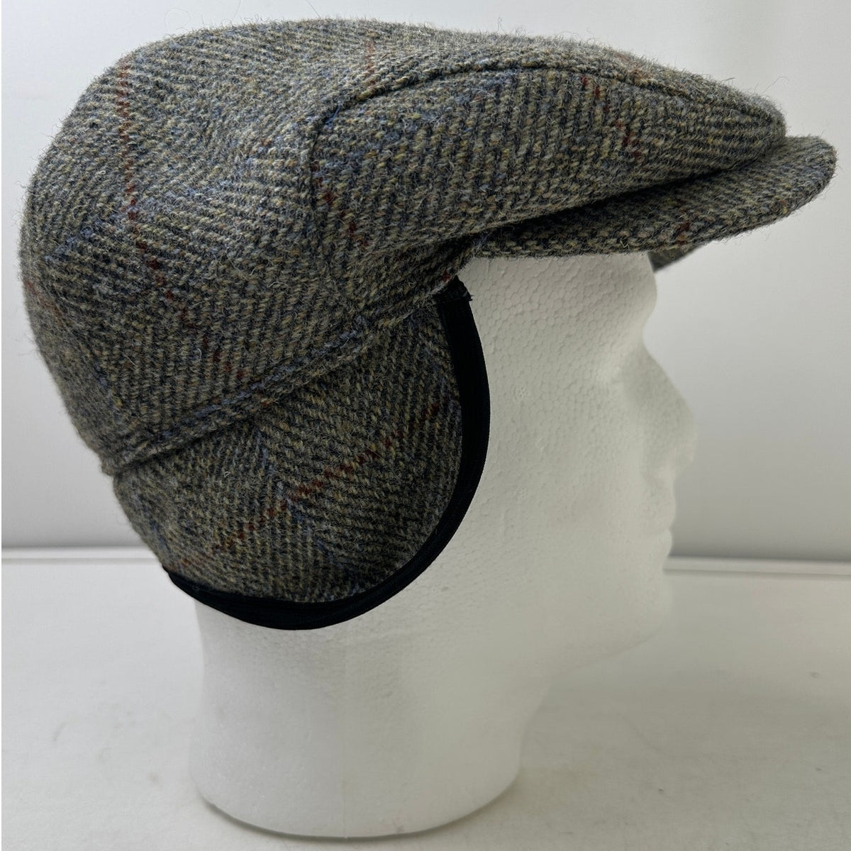 Wigens Harris Gray Tweed Wool Ear Flap Flat Cap (Size 58)