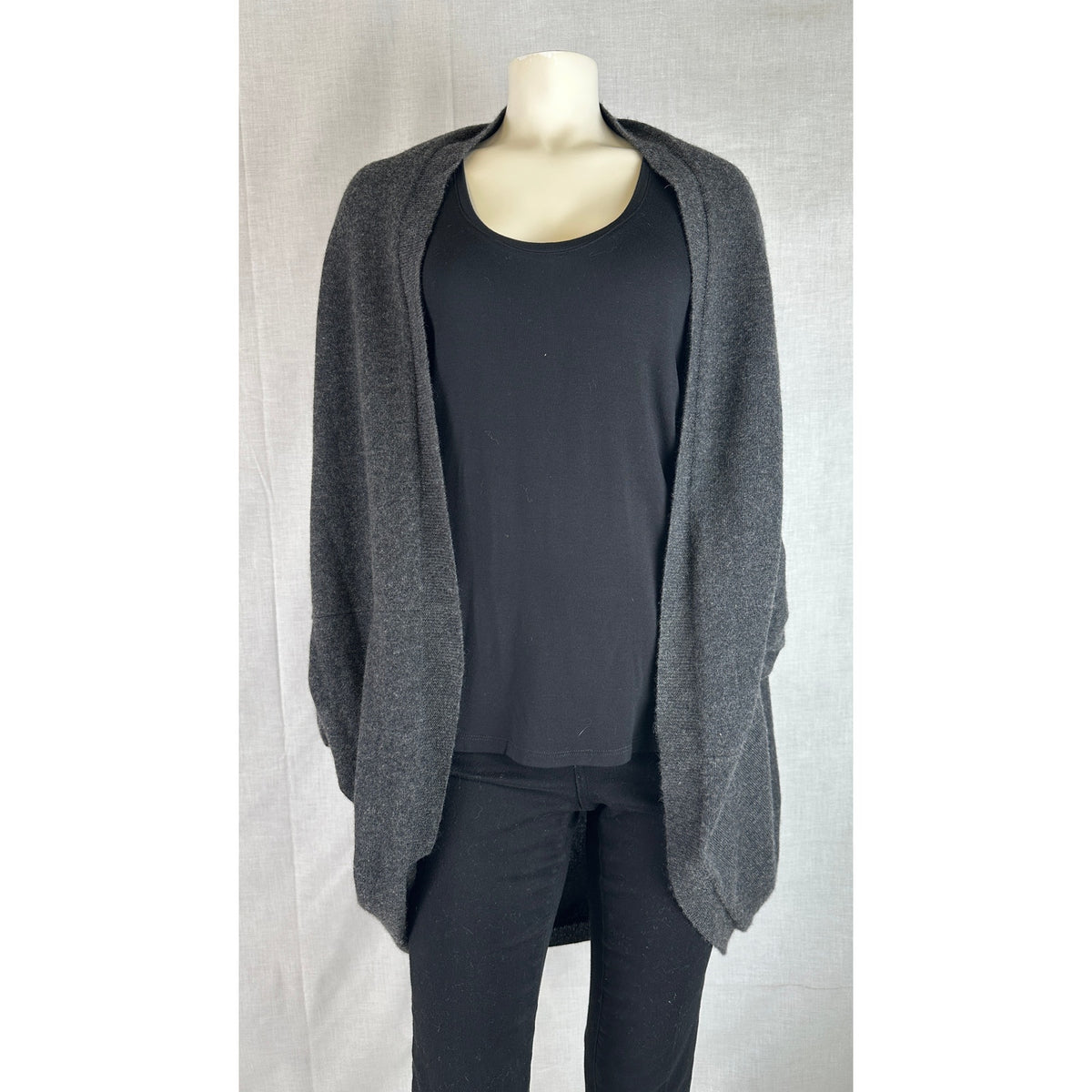 Subtle Luxury Gray Washable Cashmere Cocoon Cardigan Sweater O/S