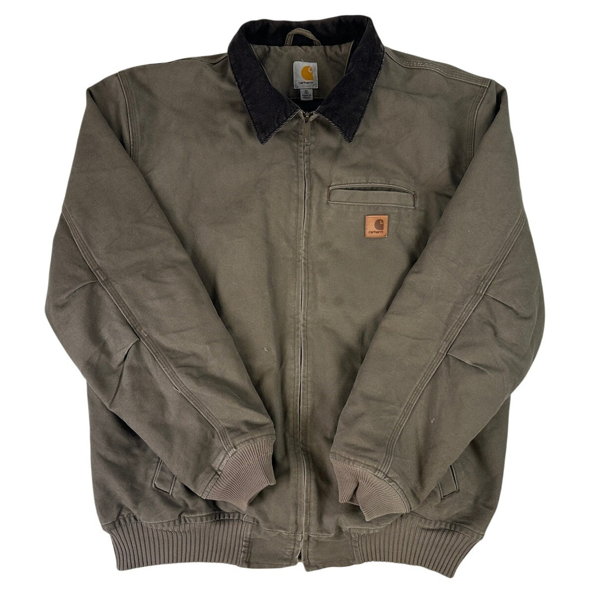 Carhartt Bankston Sandstone Duck Quilted Flannel-Lined Bomber Jacket Men's Sz XL