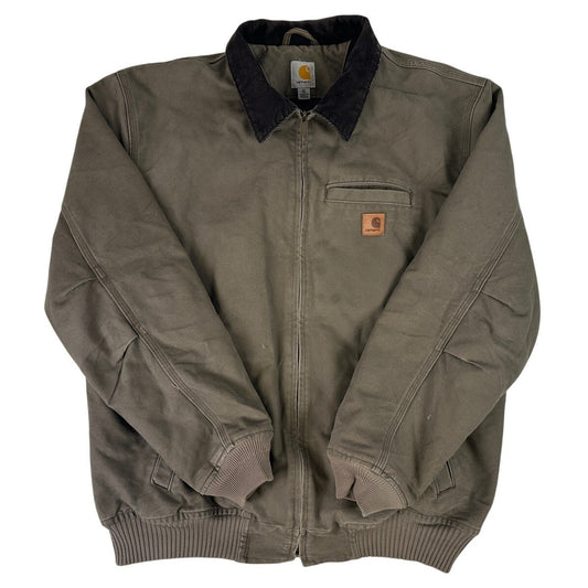 Carhartt Bankston Sandstone Duck Quilted Flannel-Lined Bomber Jacket Men's Sz XL