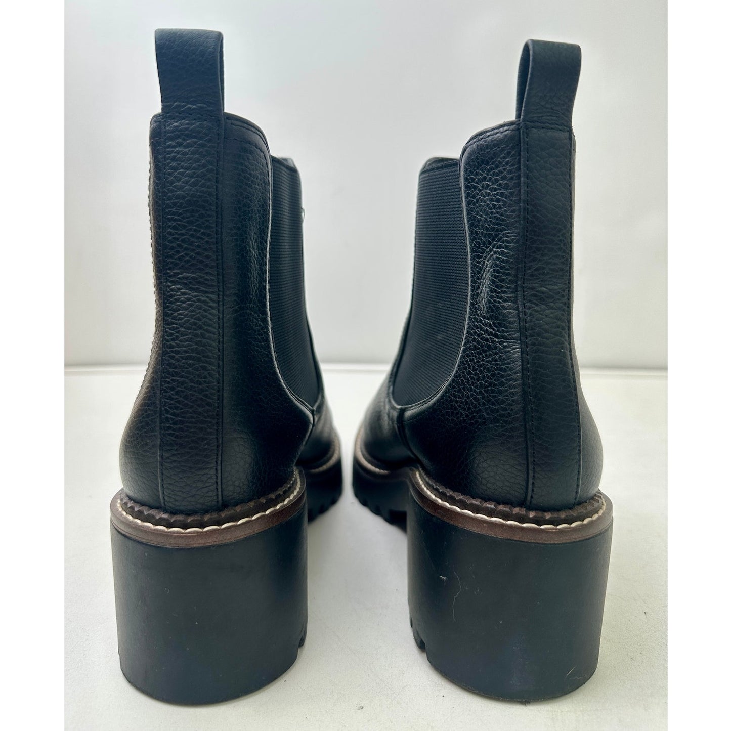 Nordstrom Water Resistant Black Leather Chelsea Lug Boots Women's Sz 8.5