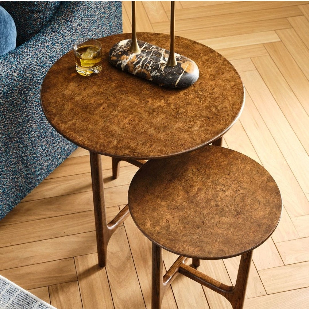 Revelation Mid-Century Modern Style Stow Away Nesting Tables | Set of 2