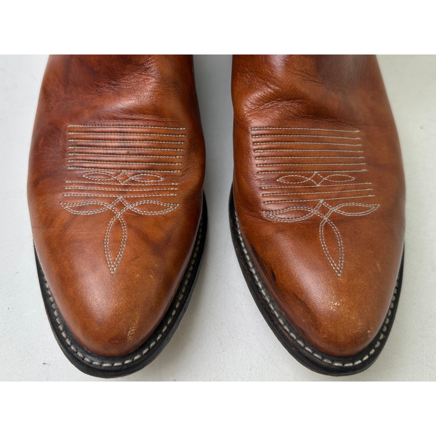 Vintage Tony Lama 5084 Cognac Brown Leather Western Cowboy Boots Men's Sz 9