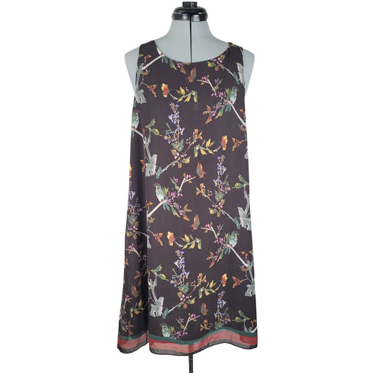 Max Studio Botanical Print Sleeveless Trapeze Dress Women's Sz L NWT