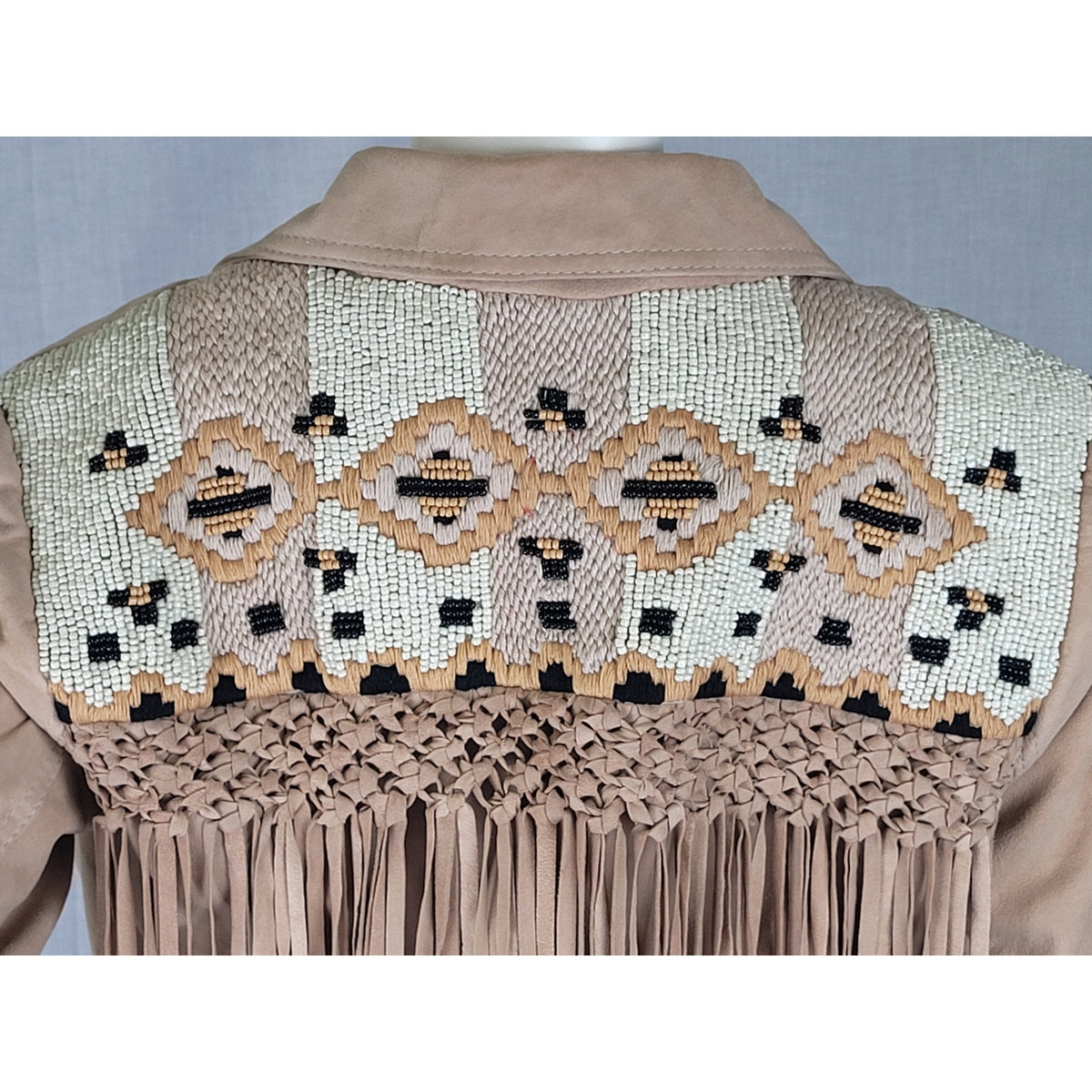 Zara Woman Outerwear Goat Leather Fringed Embroidered Beaded Western Jacket Sz M