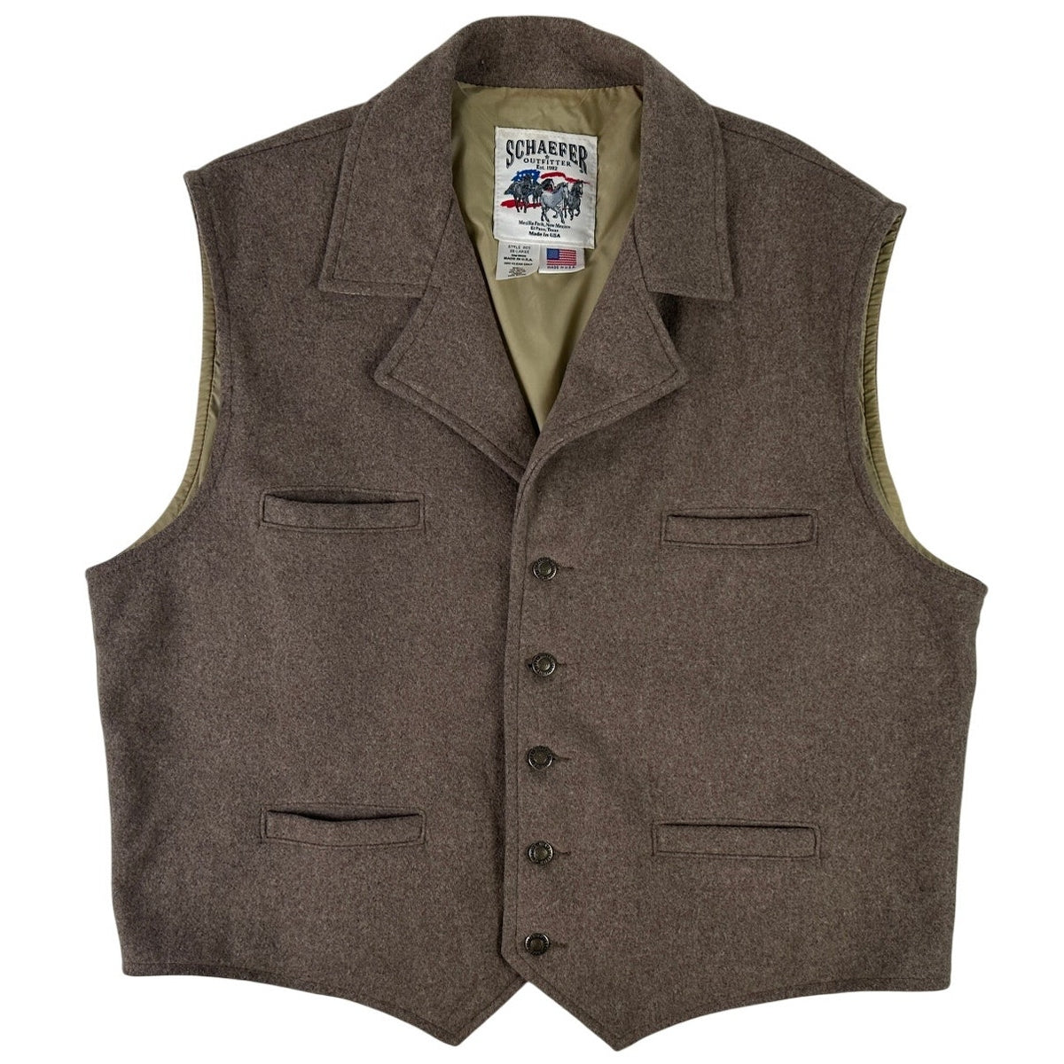 Schaefer Outfitter Cattle Baron Wool Vest in Taupe Men's Sz 2XL