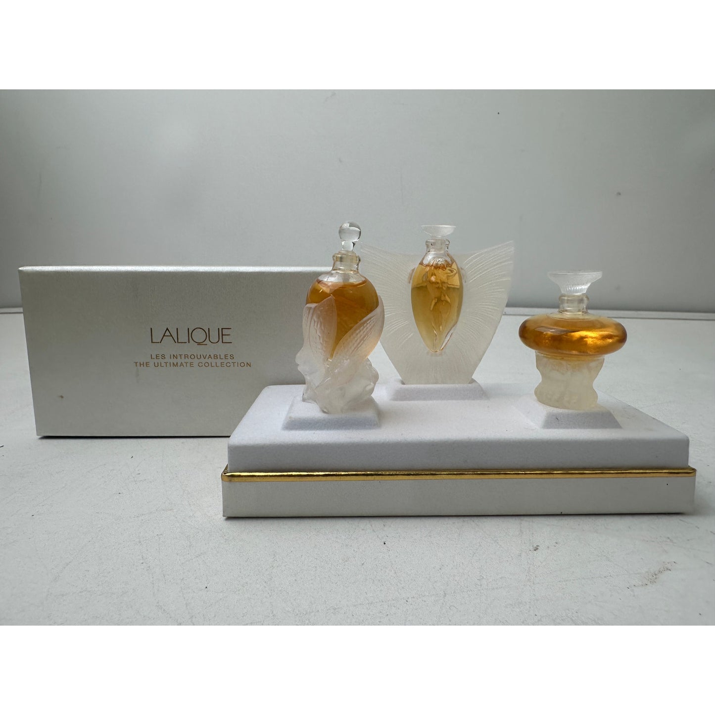 Vintage Lalique "Les Introuvables" The Ultimate Collection Miniature Perfume Trilogy Set NIB