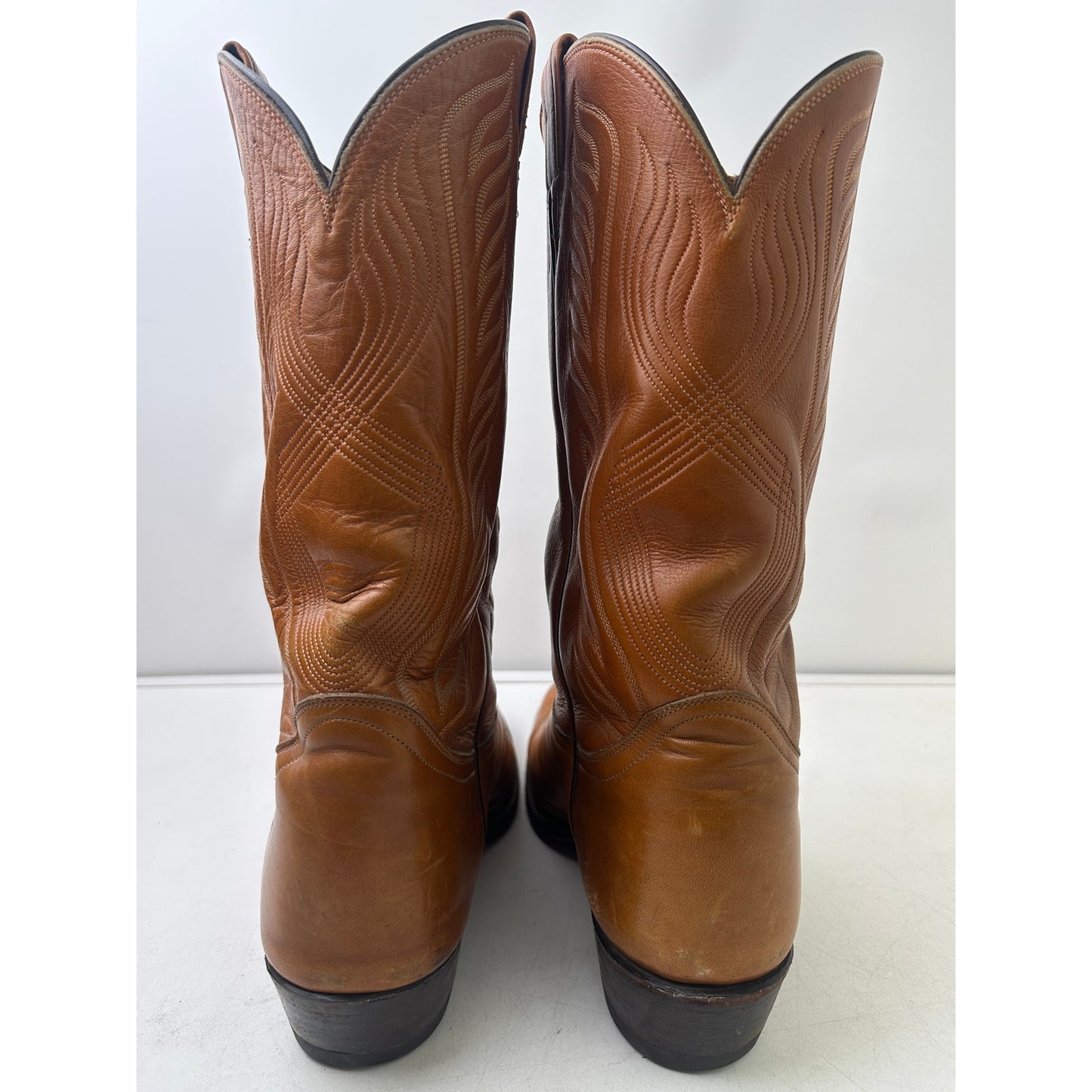 Vintage Black Label Tony Lama Cognac Leather Western Boots Men's Sz 13