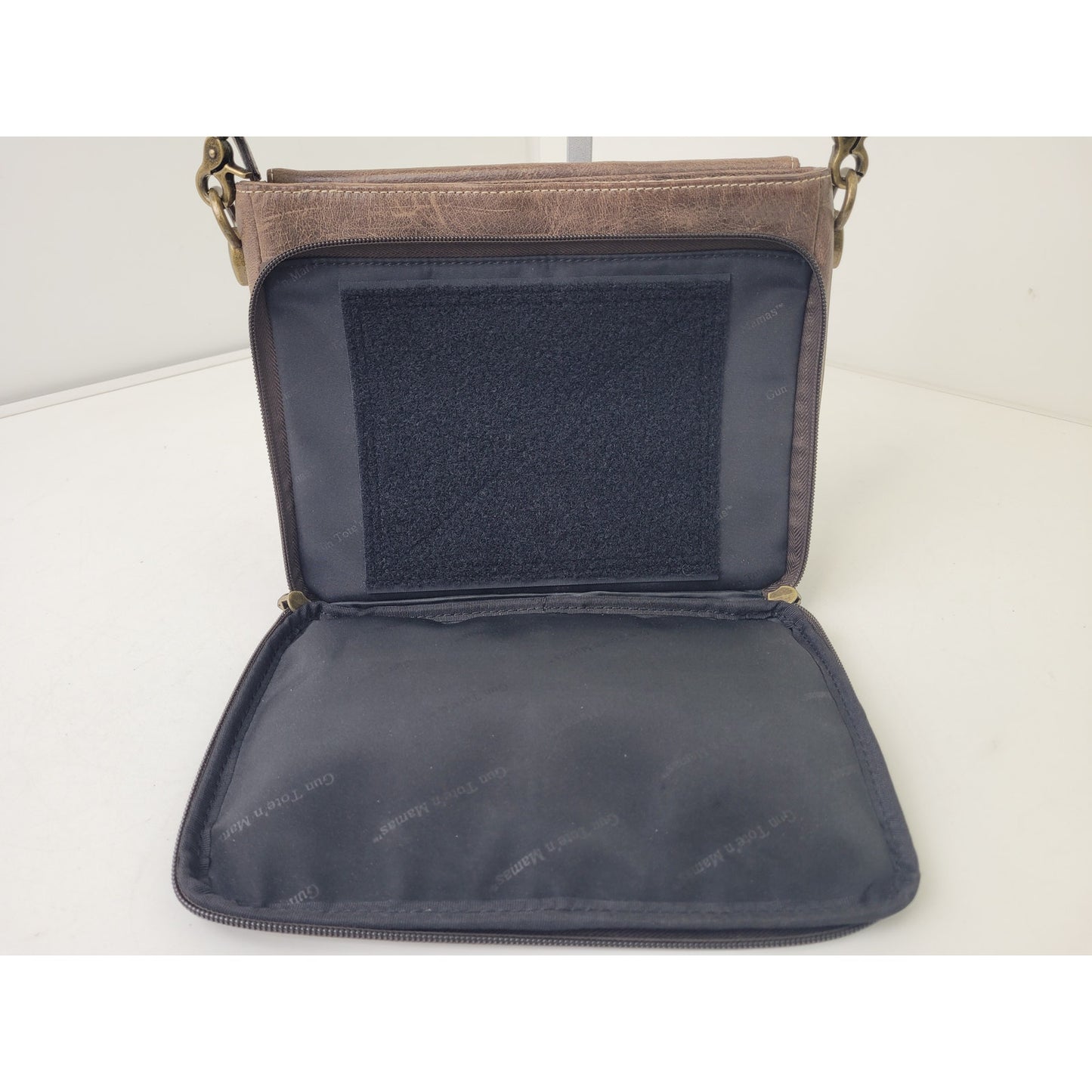 Gun Tote'n Mamas Buffalo Brown Leather Purse Adjustable Strap Made in USA