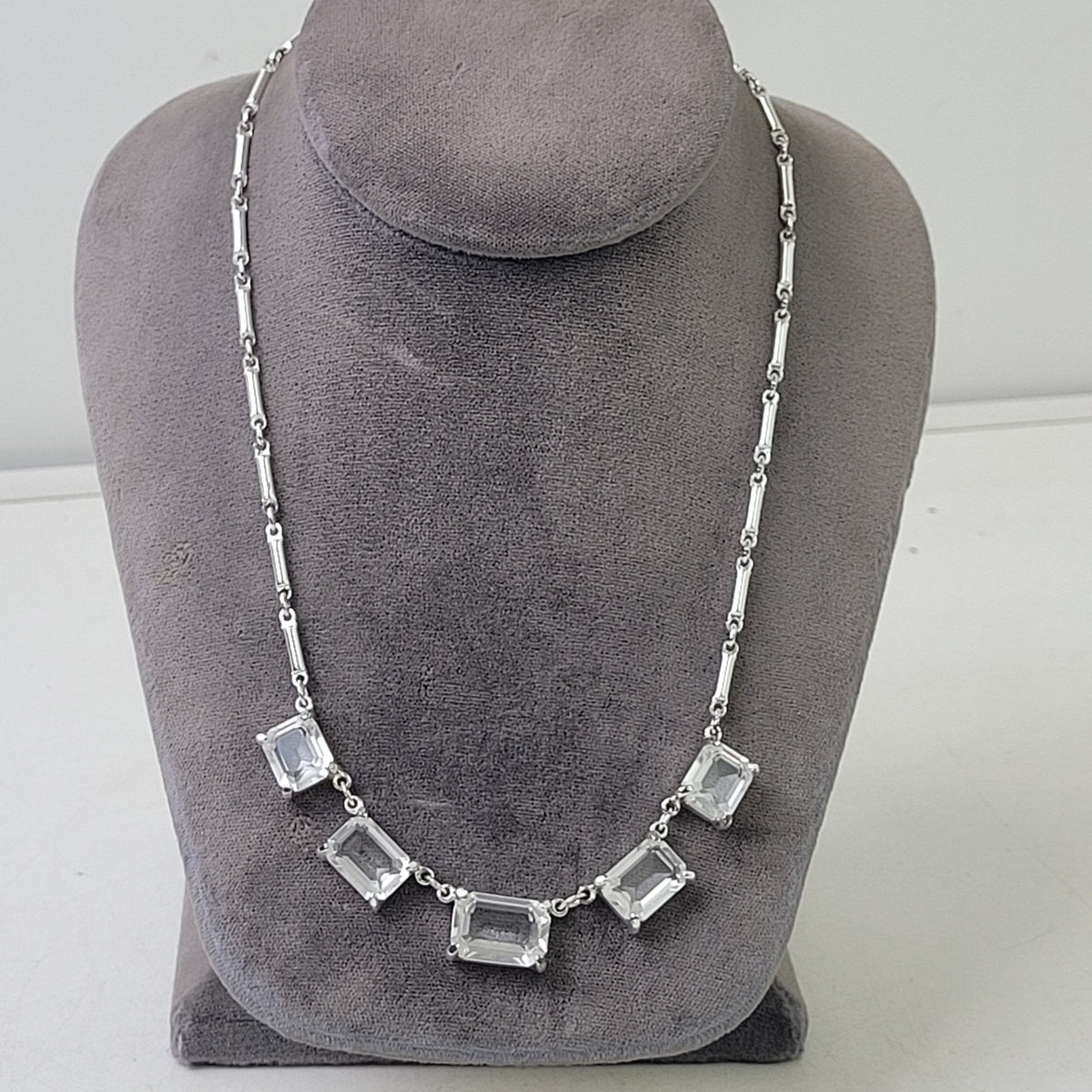 Vintage Swarovski Emerald Cut Crystal Necklace, Bracelet, Earring, Pin Set of 6