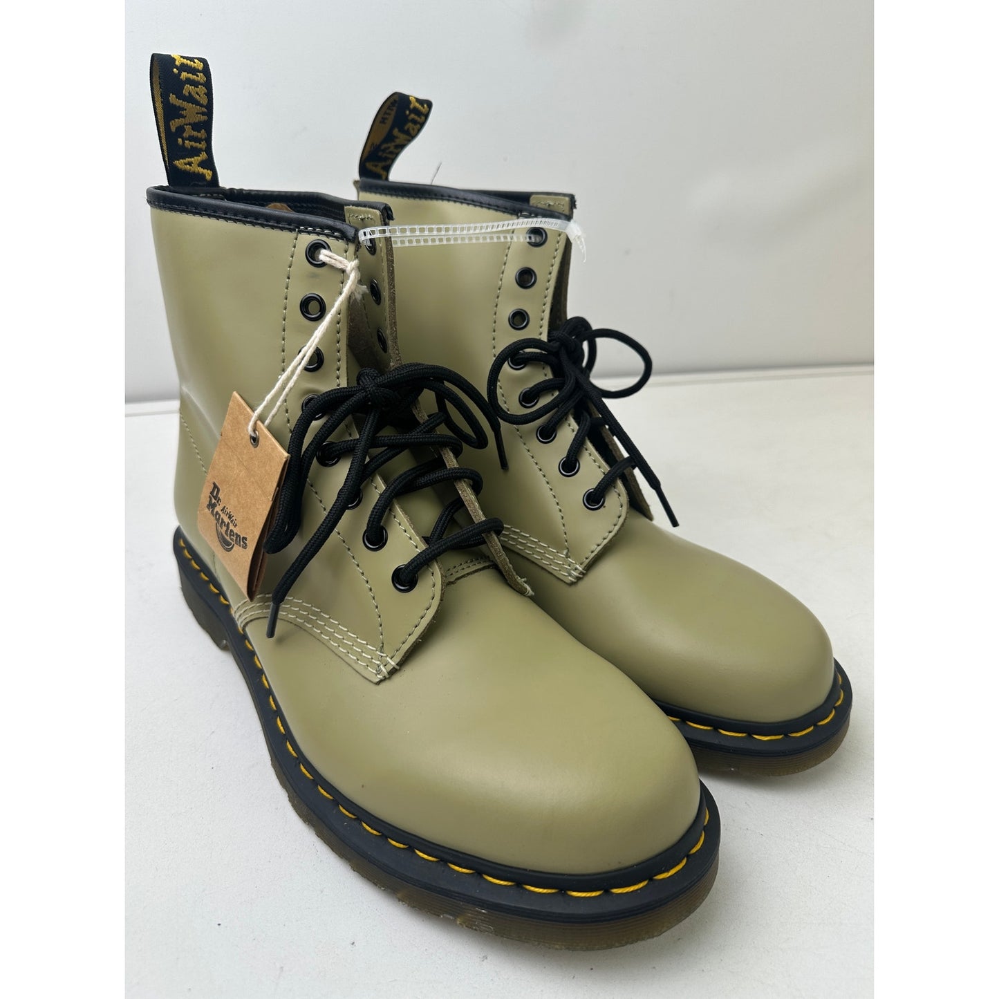 Dr. Martens 1460 Pale Olive Smooth Leather 8-Eye Boots Sz Men's 11 / Women's 12