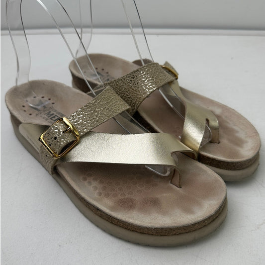 Mephisto Helen Mix Gold Flash Leather Thong Sandals Women's Sz 37