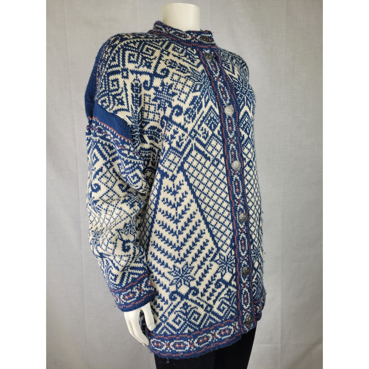 Vintage Norlender Knitwear 100% Wool Nordic Cardigan Sweater Women's Sz M