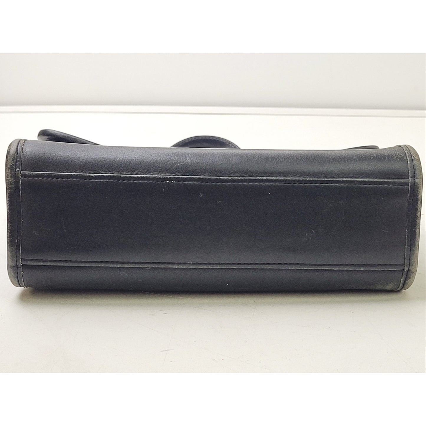 Vintage 90s Coach Court Bag Black Leather Brass Top Handle Purse | No Strap