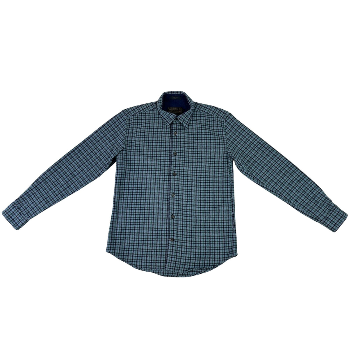 Pendleton Blue Plaid Long Sleeve Wool Shirt Cotton Lined Collar Men's Sz M