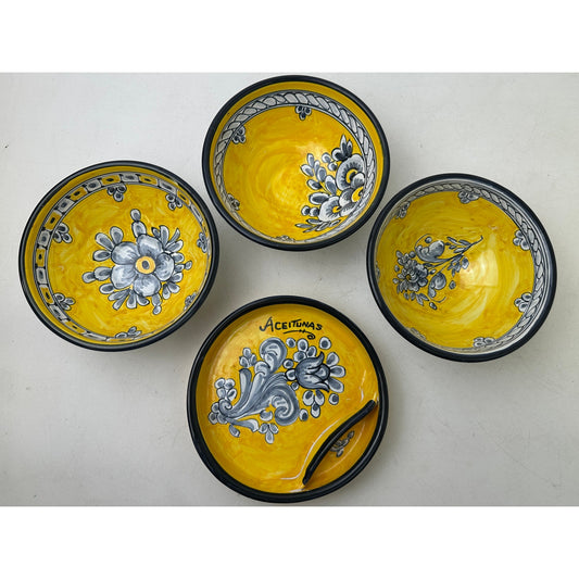 Vintage Hand-Painted Spanish Sevilla Ceramic Bowls and Tapas Dish