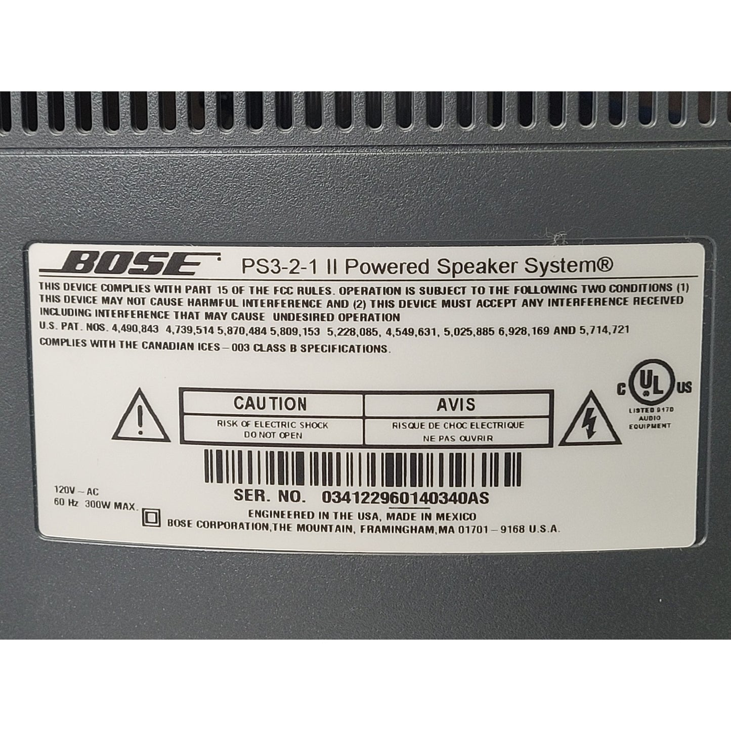 Bose 3-2-1 Series II DVD Home Entertainment System | Untested