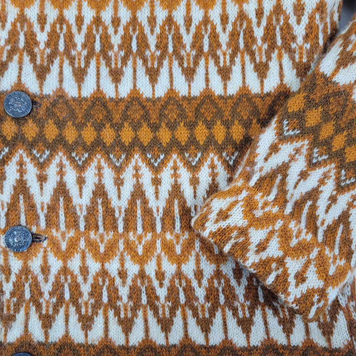 VTG 1970s Iceland Jersey Modeller 100% Wool Cardigan Made in Sweden Men's L