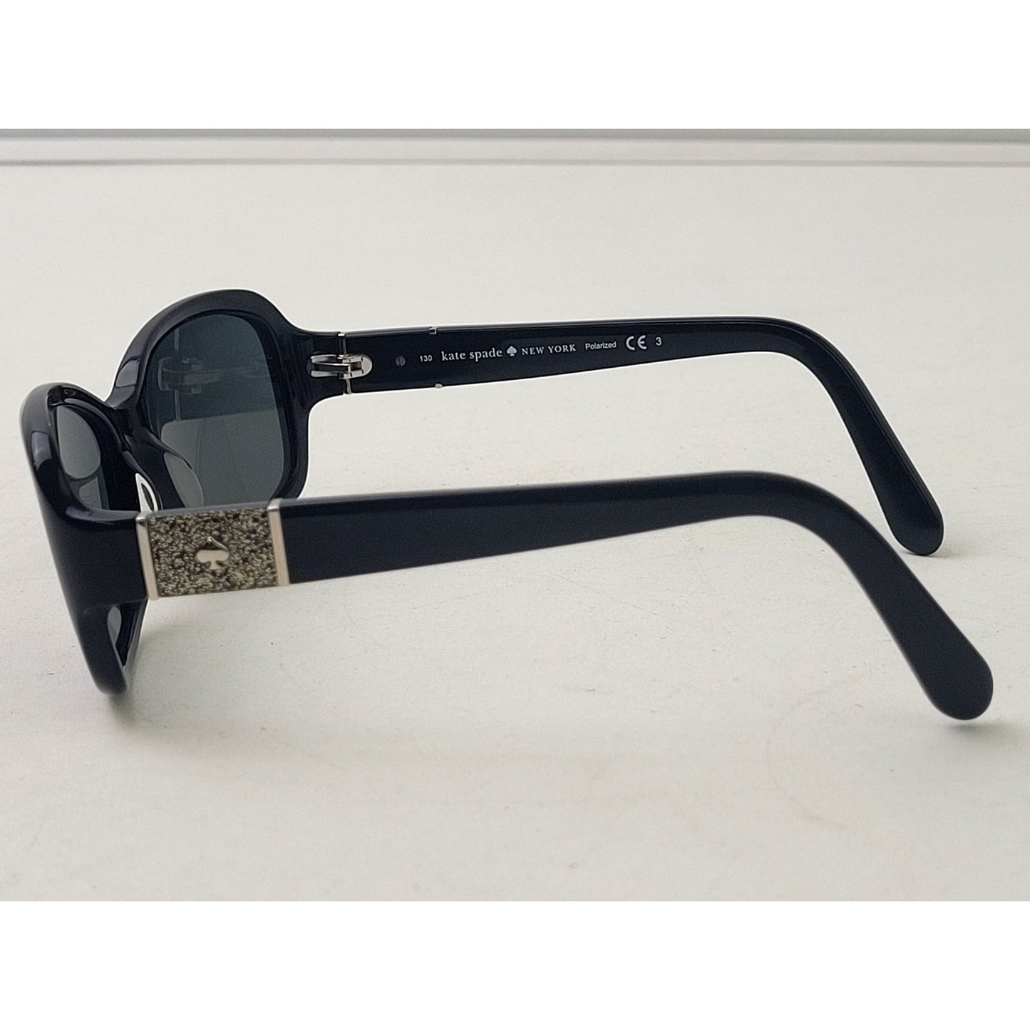 Kate Spade Polarized Sunglasses Cheyenne Black Frame Silver Hardware